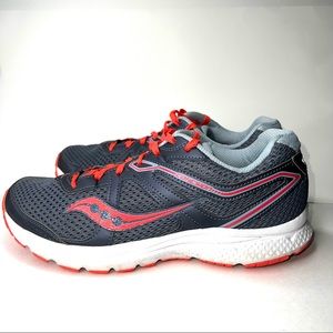Saucony Womens Cohesion II  Gray and Neon Orange Size 9.5